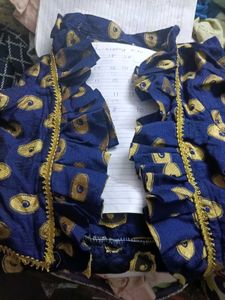 Blue Printed party wear long jacket