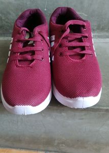 Mehroon And White Color Shoes