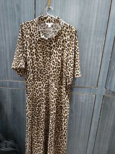 H&amp;M Leopard Print Midi Shirt Dress