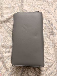 Quilted Grey Wallet with Clover Design