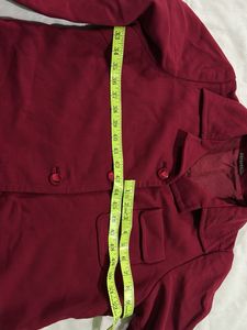 Stylish Red Collared Button-Up Top
