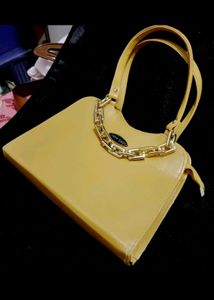 Mustard Yellow Shoulder Bag with Gold Chain
