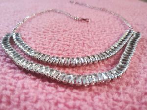 Trending double layer silver necklace set with
