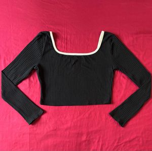 Shein Black Ribbed Top