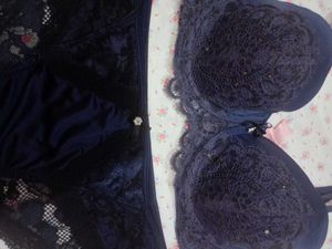 Beautiful Blue Longline Bra with Lace Detail