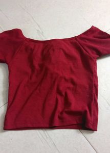 Chic Red Off-Shoulder crop Top