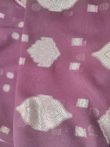 Elegant Purple Saree with Silver Motifs