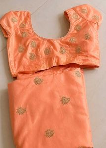 Elegant Peach Embroidered Saree