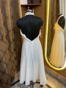 Elegant White Maxi halter neck Dress rose