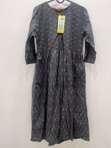 Elegant Grey Ikat Print Kurta - New