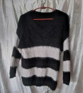 Striped Fuzzy Knit Sweater