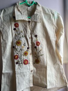 New Embroidered Cream Kurta