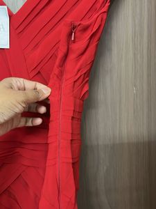 Stunning Red Ruched V-Neck Top