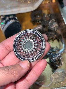 Vintage Oxidized Silver Statement Ring set