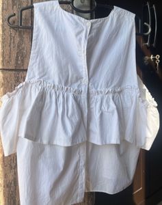 Elegant White Ruffle Cold Shoulder Top