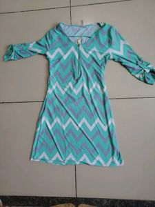 Chevron Print Zip Neck Dress