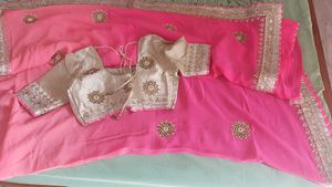 Gotapatti Plus Zardozi Work Gorgeous Pink Saree