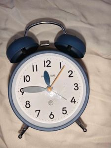 Retro Twin Bell Alarm Clock Matte Metal blue
