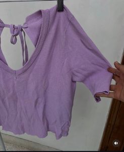 Lavender V-Neck Knit Top