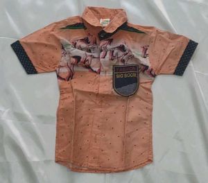 Kids Orange Printed Shirt