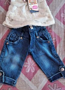Cute Denim Jeans &amp; Lace Top Set,and 1 skirt