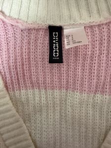 H&amp;M Pink &amp; White Striped Cardigan