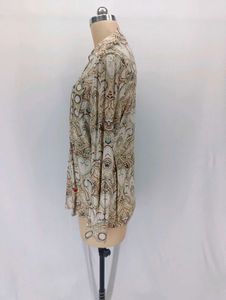 Embroidered Paisley Print Button-Up Shirt