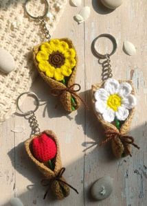 One Random Crochet Flower Bouquet Keychain