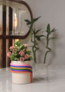 CERAMIC PLANTER RAINBOW DESIGN