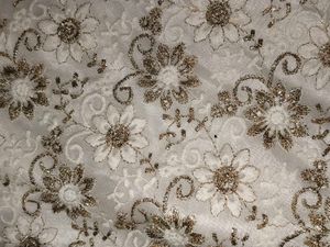 Elegant White &amp; Gold Embellished Gown
