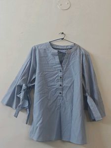 Light Blue Bell Sleeve Top