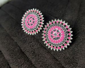 Stunning Meenakari Studs in Pink 💕