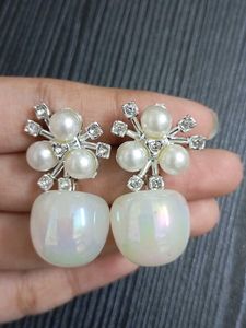 Elegant Pearl & Crystal Drop Earrings