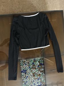 Black &amp; White Trim Long Sleeve Top