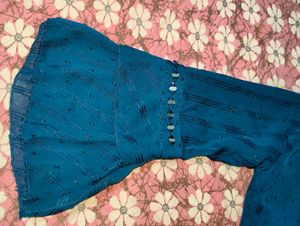 Elegant Blue Kurta with Mirror Work