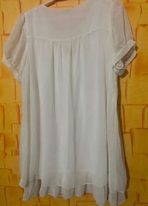 White Beaded V-Neck Tunic