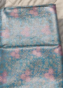 Elegant Teal &amp; Pink Brocade Saree