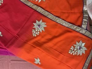 PURE CHIFFON Designer Ombre Saree with Embroidery