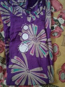 Purple Printed Kurta with Pants Set