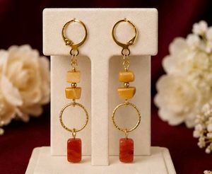 handcrafted Boho Gemstone Drop Earrings