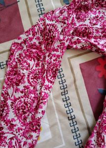 Pink Paisley Print Peplum kurti