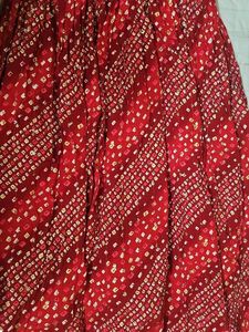 Vibrant Red Bandhani Print Gown