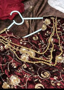 Embroidered Velvet Lehenga Choli Set