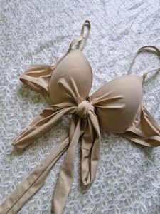 Tan Bow Front Bikini Top