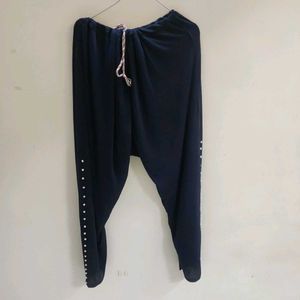 Navy Velvet Embellished Pants