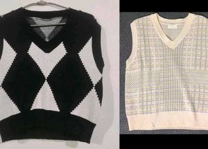 V-Neck Argyle Knit Sweater Vest set