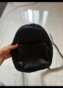 Chic Black Faux Leather Mini Backpack