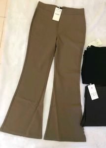 High Waist Flared Trouser (Beige)