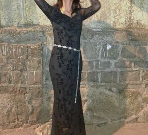 Elegant Black Floral Maxi Dress