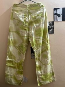 Trendy Green Marble Print Straight Fit Jeans for W